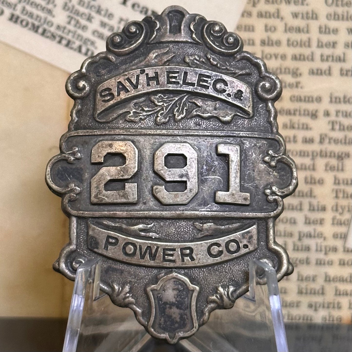 Savannah Electric & Power Co Employee Badge (291)